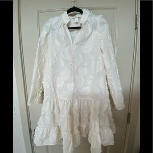 H&M jacquard mini dress in cream color
